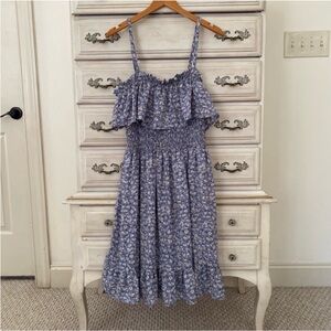 Blue Ditsy Floral Ruffle Dress